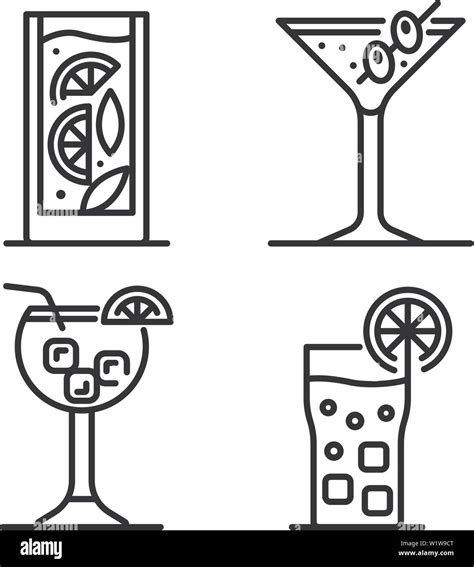 Cocktail Icons Set Outline Style Stock Vector Image And Art Alamy