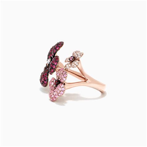 Effy Nature 14k Rose Gold Sapphire Ruby And Diamond Flower Ring 345 T