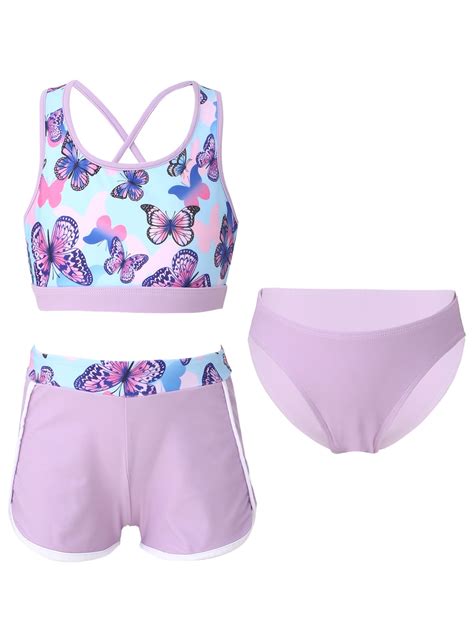 Inlzdz Girls Piece Tankini Swimsuit Bikini Set With Booty Shorts Beach Sports Bathing Suit