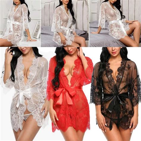 FEMMES SEXY LINGERIE Transparente Dentelle Pyjamas Vêtements De Nuit