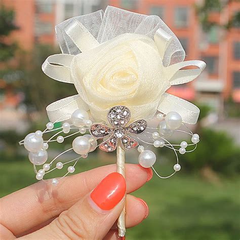 1 Piece Wedding Corsage Groom Boutonniere Party Prom Best Man Corsage