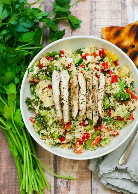 Veggie Packed Couscous With Lemon Oregano Chicken Erica Julson