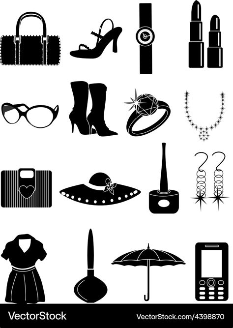 Ladies accessories icons set Royalty Free Vector Image