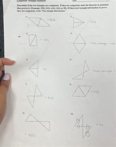 Congruent Triangles Handout Date Determine If Studyx