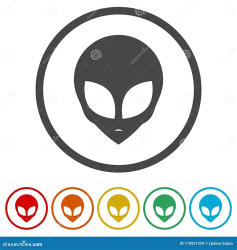 Alien Head Icon Extraterrestrial Alien Face 6 Colors Included Stock