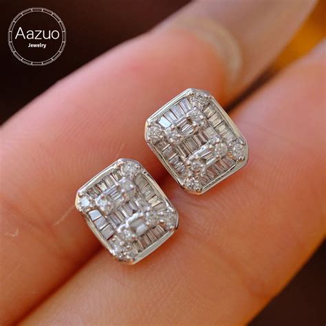 Aazuo K Solid White Gold Real Natrual Diamonds Ct Fairy Square