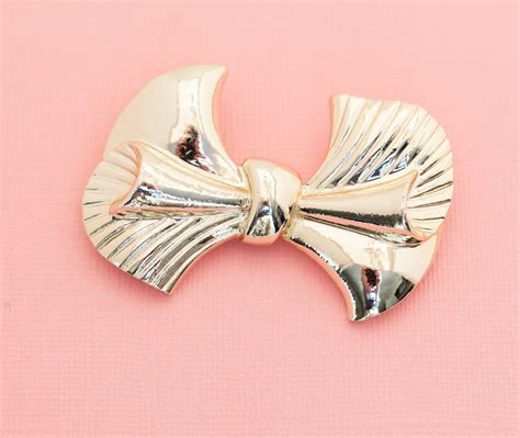 Victorian Cute Light Gold Tone Bow Brooch Ribbon Vintage Brooch Gerrys