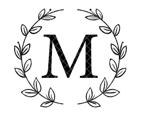 Letter M Monogram Svg Floral Wreath Svg Laurel Wreath Svg - Etsy