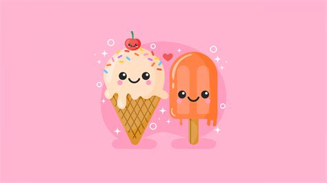 Cute Ice Cream Cartoon Wallpaper