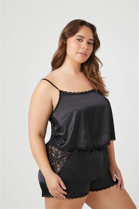 Plus Size Satin Cami And Shorts Pajama Set Forever21us