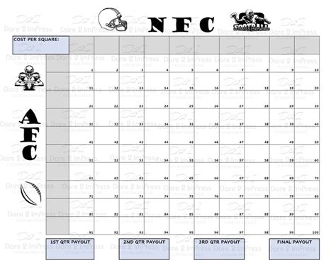 Printable Super Bowl Boxes. Football Grid. Super Bowl Squares. - Etsy