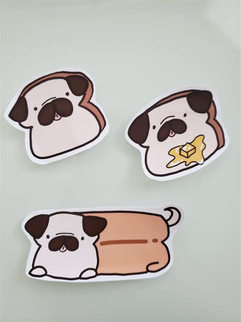 Pug Toast Rstickers