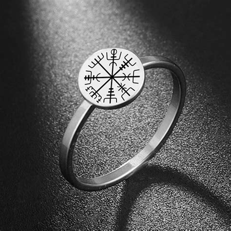 Dawapara anillo con símbolo de Vegvisir vikingo Vintage amuleto de