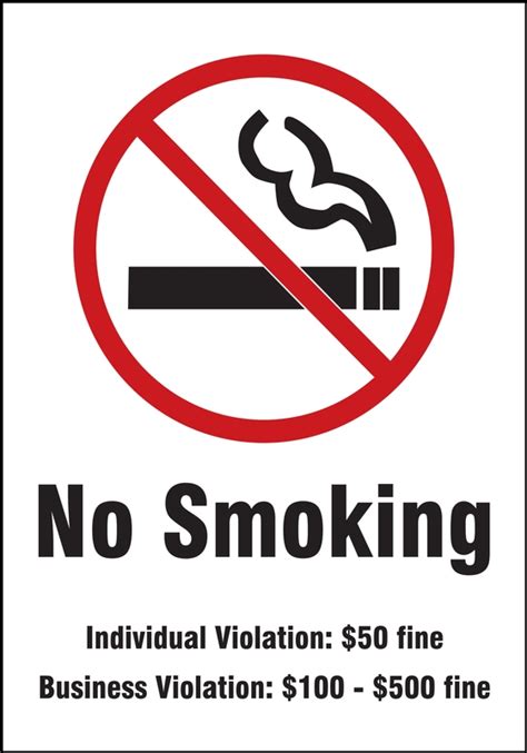 No Smoking Individual Business Violation Fine Safety Sign Msmk472