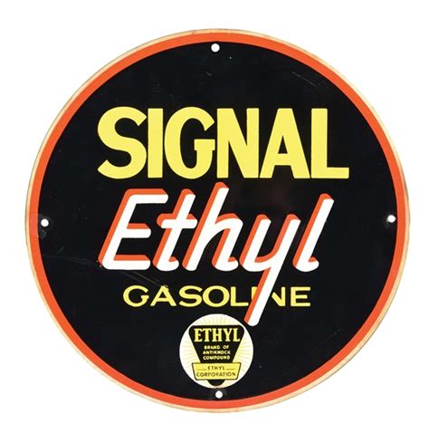 Lot Detail SINGLE SIDED PORCELAIN SIGNAL ETHYL GASOLINE PUMP PLATE