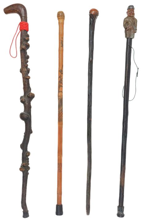 Lot 84 A Waking Stick With A Cast Metal Cold Painted