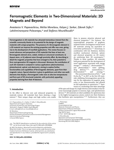 Pdf Ferromagnetic Elements In Twodimensional Materials D Magnets