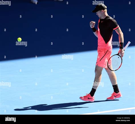 Melbourne Australia Rd Jan Kyle Edmund Of Britain Reacts