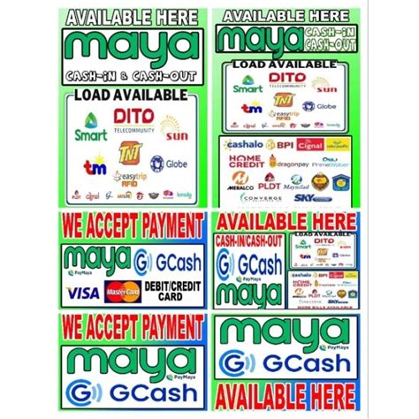 Gcash Maya Rate Signage Laminated Paybills Load Small Business Sari