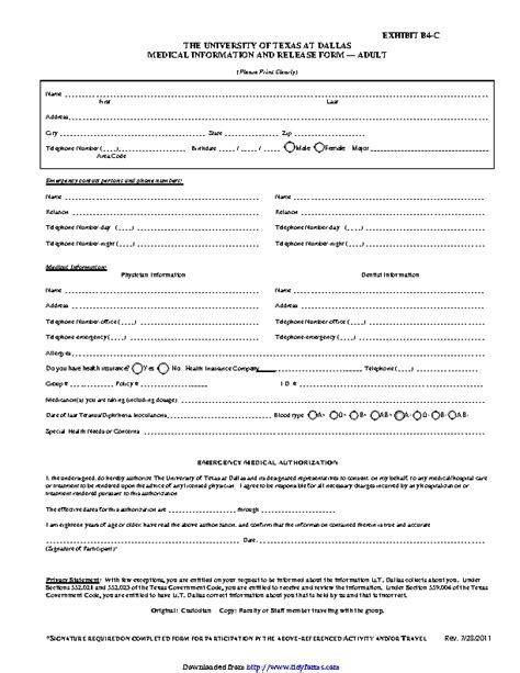 Texas Medical Release Form For Adult PDFSimpli