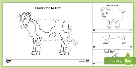 Farm Themed Dot To Dot Up To 100 Worksheets Teacher Made