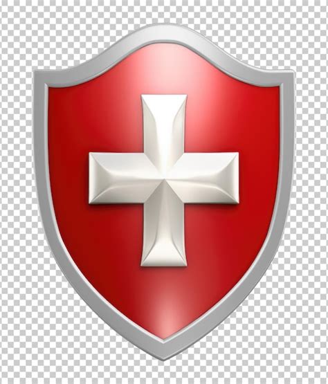 Escudo Con Cruz Que Representa La Seguridad Sanitaria En Estilo 3d