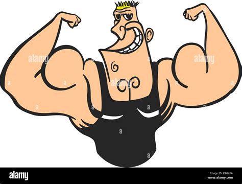 Personaje De Dibujos Animados Musculoso Hombre Ilustraci N Vectorial