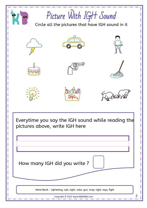 Learn To Spell Igh Words Free Phonics Worksheets Kikkibikki