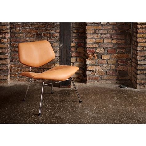 VERMUND VL135 Fauteuil Lounge Dunes Cuir Cognac Structure Chrome Køb her