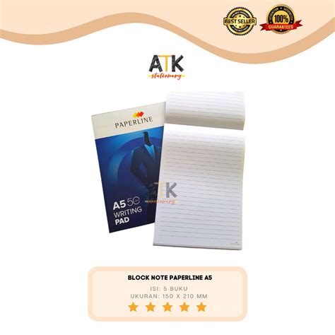 Jual Block Note Paperline A5 1 Pack 5 Buku Blocknote Atk Shopee