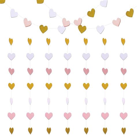 Merrynine Paper Heart Garlands Heart Hanging Banner Bunting Pack For