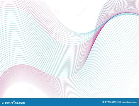 Blue Pink Minimal Wavy Lines Abstract Futuristic Tech Background Stock