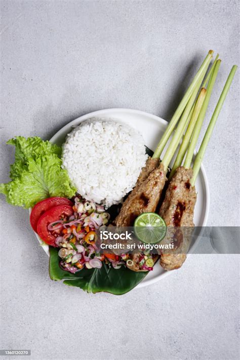 Sate Lilit Traditional Balinese Minced Seafood Or Chicken Satay With Lemongrass As Aromatic