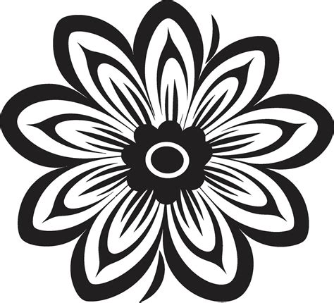 Sketch Style Floral Emblem Hand Drawn Monochrome Icon Artistic