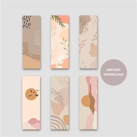 Minimal Aesthetic Bookmark Set Printable Bookmarks Instant Download