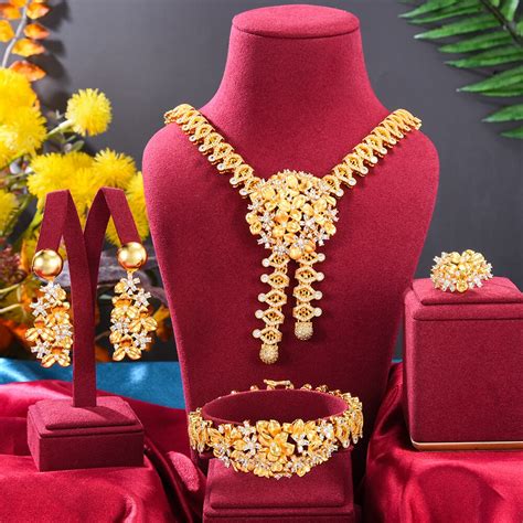 Godki Luxury Pcs Flower African Jewelry Sets For Women Wedding Cubic