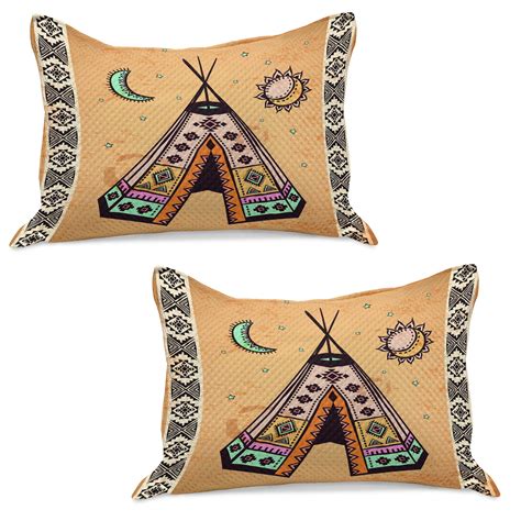 Tribal Knitted Quilt Pillowcover Set Of Tent With Cultural Unique