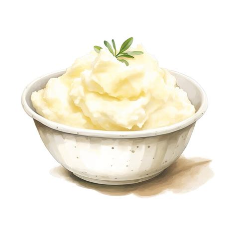 Premium Psd Mashed Potatoes Foods Illustration Watercolor Style Ai Generated