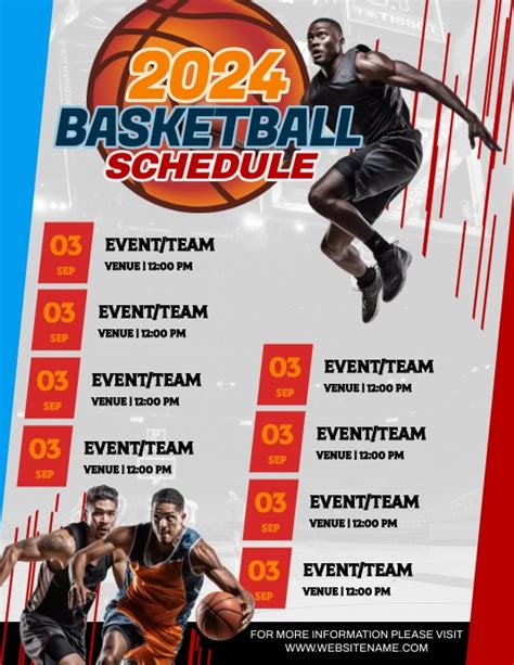 Basketball Schedule Flyer Template Postermywall