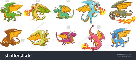 Dragon Vector Set Collection Graphic Clipart Stock Vector (Royalty Free ...