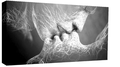 Black White Love Kiss Abstract Art On Canvas Wall Art Picture Print