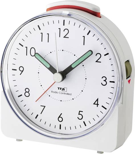 Buy Tfa Dostmann Radio Alarm Clock White Fluorescent Hands