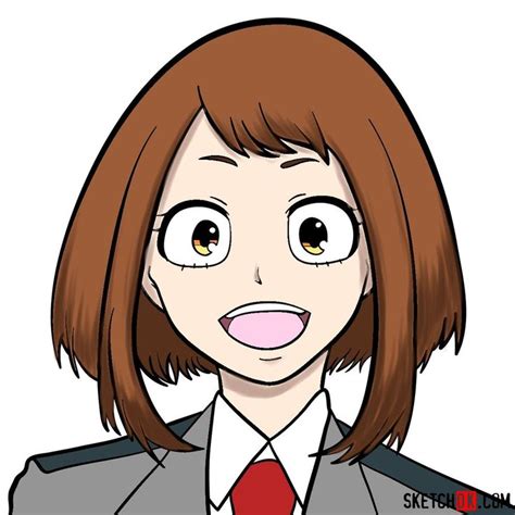 How To Draw Ochaco Urarakas Face Guided Drawing Drawings Face Drawing