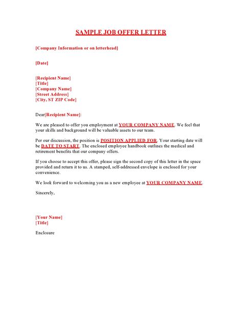 Employment Offer Letter Template Free Infoupdate Org