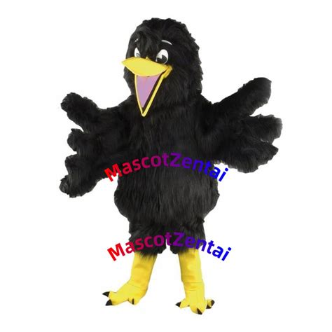 Screaming Raven Long Fur Mascot Costume