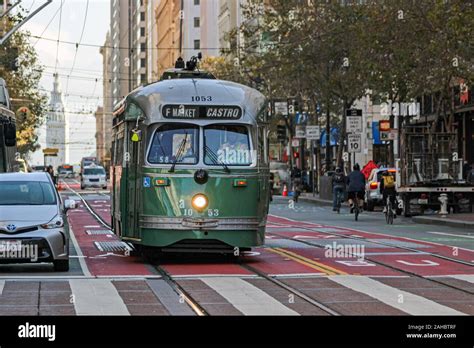 Vintage Tram Or Heritage Streetcar On Market Street In San Francisco