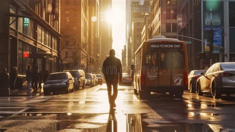 Figura De Silueta Caminando Hacia La Luz Del Sol En Una Calle Húmeda