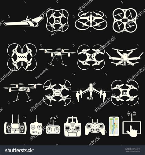 Set Aerial Drone Footage Emblems Vector Stock Vector Royalty Free