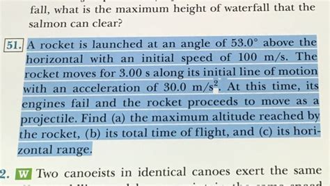 Solved A Rocket Is Launched At An Angle Of 53 0 Degree Above Chegg