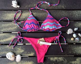 Pineapple Bikini Set Triangle Top Woman Swimwear Handmade Etsy